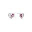Pendientes de plata plateados con forma corazon con circonitas blancas y rosas